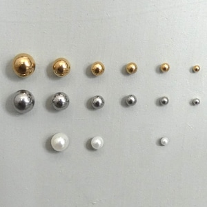 Puces femmes,boule,ronde,perle,acier inoxydable,clous,mini boucles d'oreilles image 3