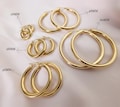 Large and small hoop earrings, round rings for women, stainless steel, silver or gold, thick hoops product logo