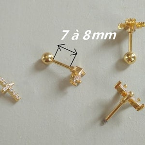 Boucles d'oreilles piercing à vis, mono-boucle, acier inoxydable or ou argent femme, cartilage, lobe, tragus, helix. image 5