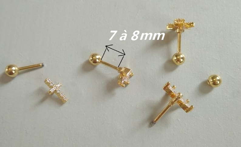 Schroefpiercing oorbellen, enkele lus, goud of zilver roestvrij staal voor dames, kraakbeen, kwab, tragus, helix. afbeelding 5