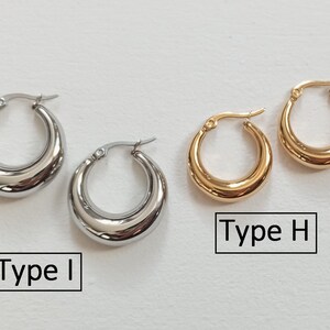 Grande, petite créole boucles d'oreilles anneaux larges femme Acier Inoxydable Or/Argent image 9