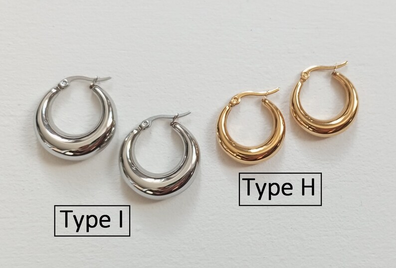 Grande, petite créole boucles d'oreilles anneaux larges femme Acier Inoxydable Or/Argent image 9