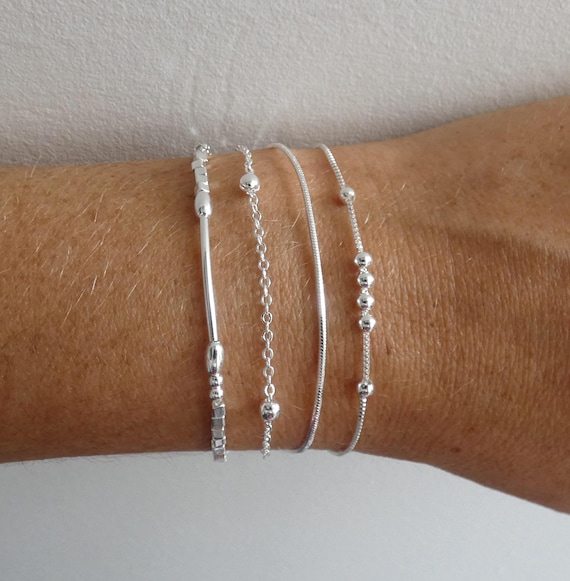 Pulseras de platino finas mujer