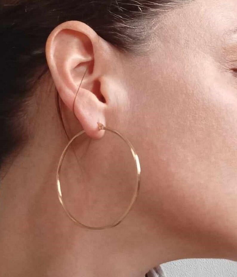 Grande, petite créole fines boucles d'oreilles anneaux ronds femme Acier Inoxydable ARGENT ou OR image 8