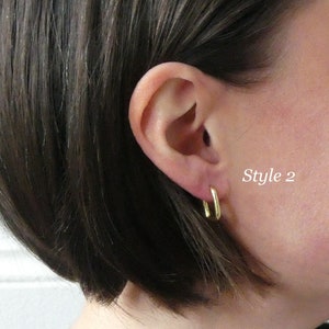Grande,petite créoles boucles d'oreilles rectangles,anneaux, femme Acier Inoxydable ou Plaqué or /Plaqué Argent image 3