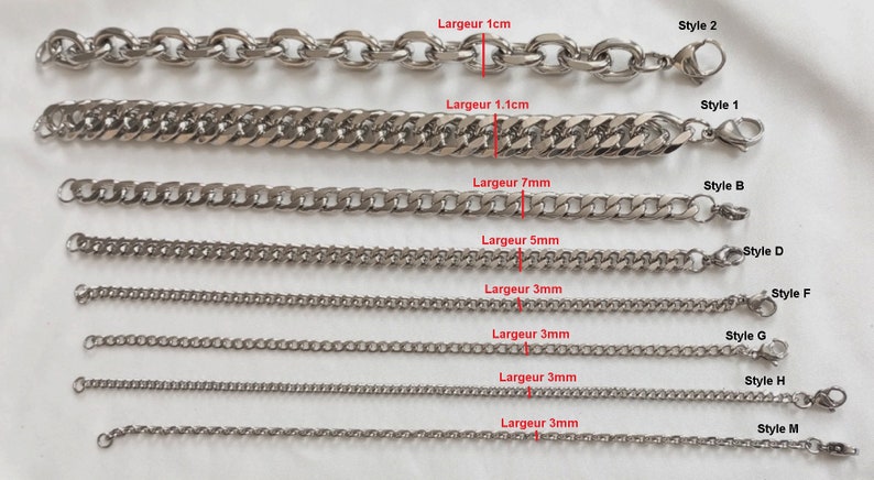 Wide silver mesh steel chain bracelet, Cuban chain, woman image 3