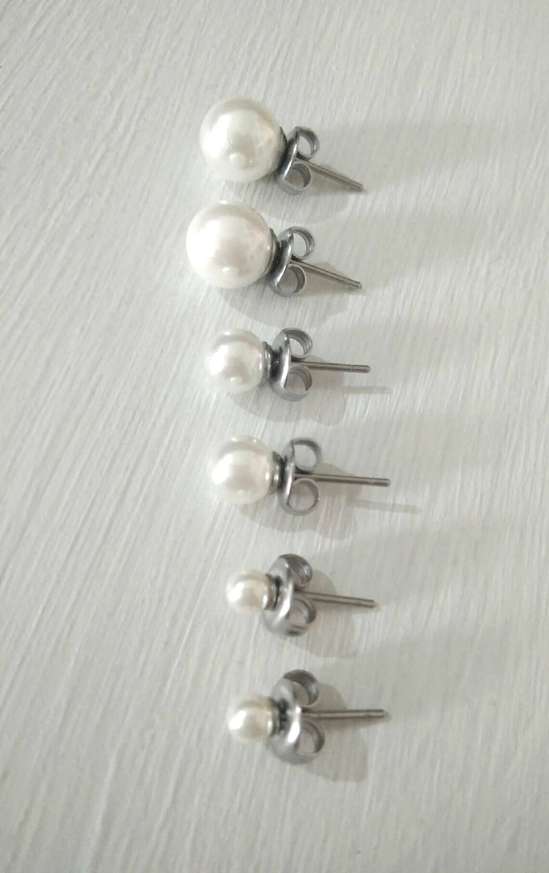 Puces femmes,boule,ronde,perle,acier inoxydable,clous,mini boucles d'oreilles image 9