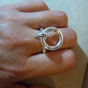 Bague grosse, large anneau épais argent femme ajustable cercle pampille pendentif image 4