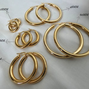 Large, small creole round hoop earrings for women in stainless steel SILVER or GOLD