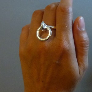 Bague grosse, large anneau épais argent femme ajustable cercle pampille pendentif image 9