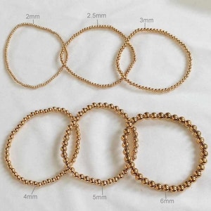 Gold- oder silberfarbenes Edelstahl-Perlenarmband für Damen – Elastisches Edelstahlarmband – Minimalistisches, wasserfestes Perlenarmband