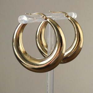 Orecchini a cerchio grandi e piccoli, cerchi larghi da donna, acciaio inossidabile, oro/argento immagine 10