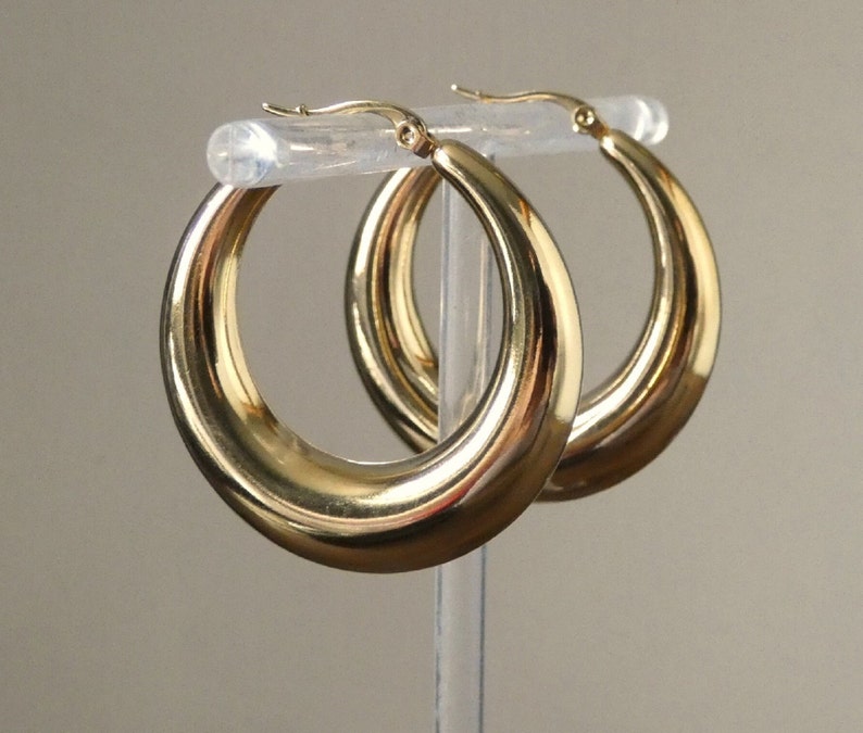 Pendientes de aro grandes y pequeños, aros anchos para mujer, acero inoxidable, oro/plata imagen 9