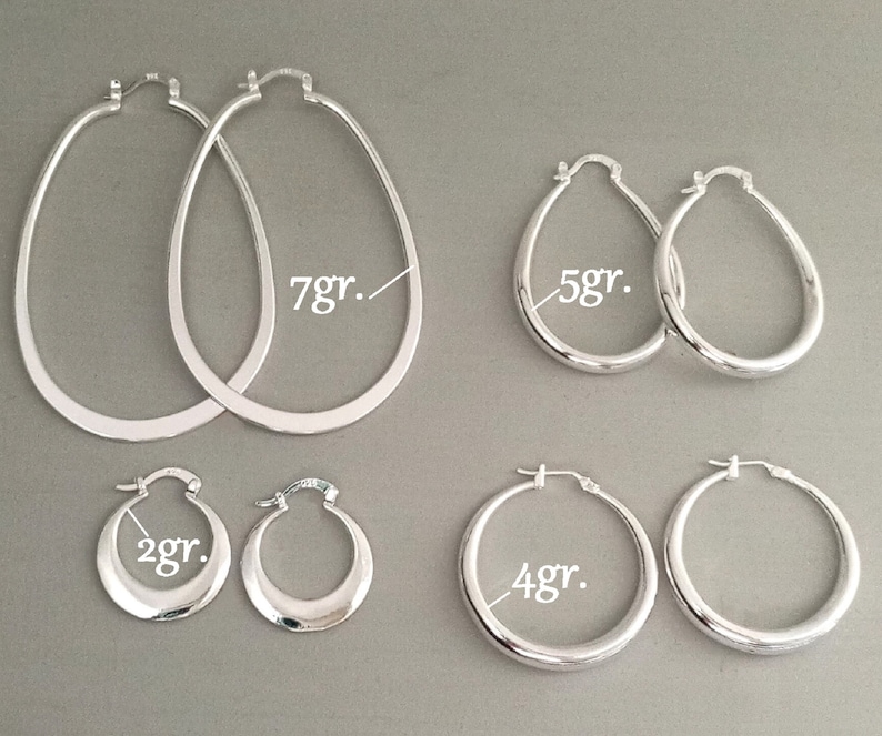 Grande, petite créole boucles d'oreilles anneaux ronds femme Plaqué ARGENT image 4