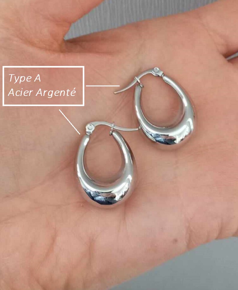 Grande, petite créole boucles d'oreilles anneaux larges femme Acier Inoxydable Or/Argent image 6