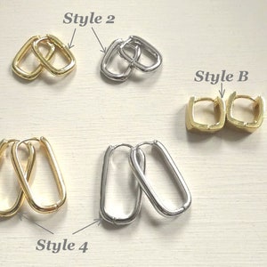 Grande,petite créoles boucles d'oreilles rectangles,anneaux, femme Acier Inoxydable ou Plaqué or /Plaqué Argent image 10