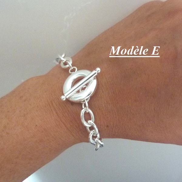 Bracelet chaîne argent large ou fine femme; bracelet maille argent