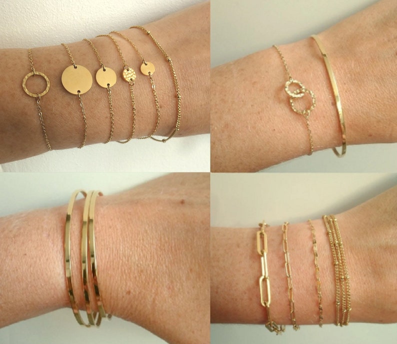 Pulseras finas de acero inoxidable ORO o PLATA para mujer imagen 1