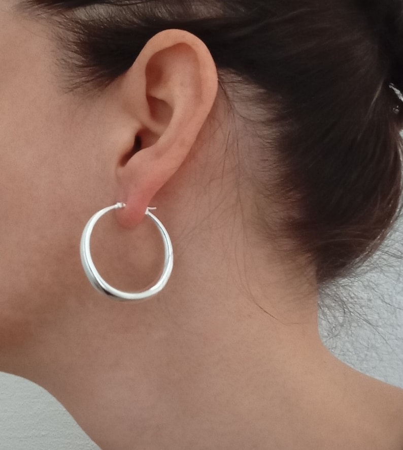 Grande, petite créole boucles d'oreilles anneaux ronds femme Plaqué ARGENT image 7