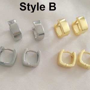 Grande,petite créoles boucles d'oreilles rectangles,anneaux, femme Acier Inoxydable ou Plaqué or /Plaqué Argent image 6