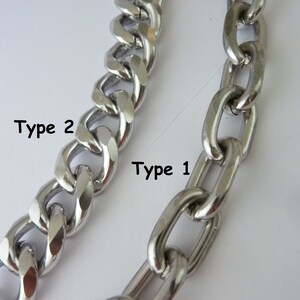 Bracelet gourmette en argent, chaîne large , grosse maille xxl, femme ou homme acieraluminium style Rock image 2