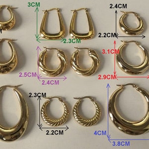 Grande, petite créole boucles d'oreilles anneaux larges femme Acier Inoxydable Or/Argent image 4