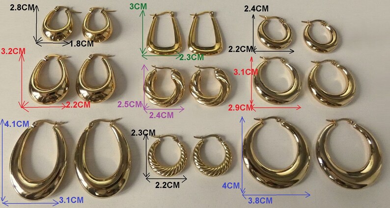 Pendientes de aro grandes y pequeños, aros anchos para mujer, acero inoxidable, oro/plata imagen 4