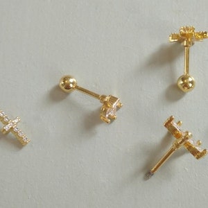 Schroefpiercing oorbellen, enkele lus, goud of zilver roestvrij staal voor dames, kraakbeen, kwab, tragus, helix. afbeelding 8