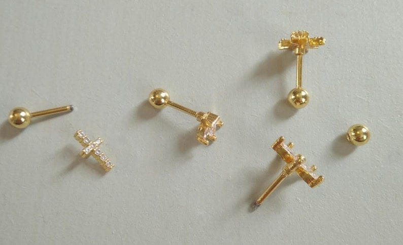 Schroefpiercing oorbellen, enkele lus, goud of zilver roestvrij staal voor dames, kraakbeen, kwab, tragus, helix. afbeelding 8