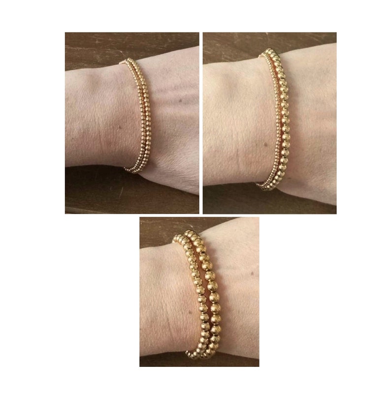 Bracelets perles élastiques acier inoxydable dorés / argentés femme image 2