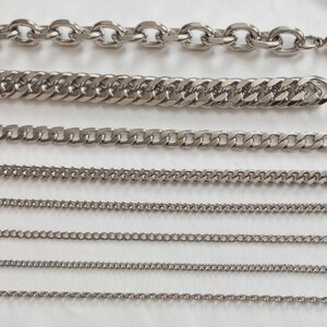 Wide silver mesh steel chain bracelet, Cuban chain, woman image 10