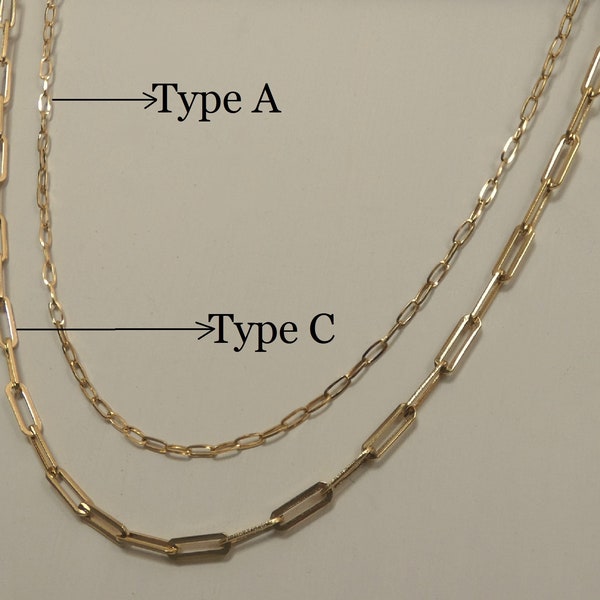 Women's gold mesh necklace, paper clip chain, rectangle chain