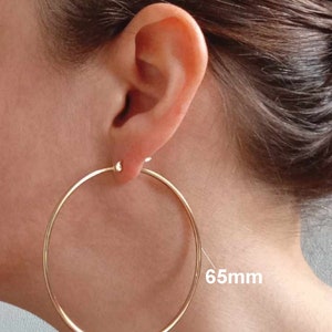 Grande, petite créole fines boucles d'oreilles anneaux ronds femme Acier Inoxydable ARGENT ou OR image 4