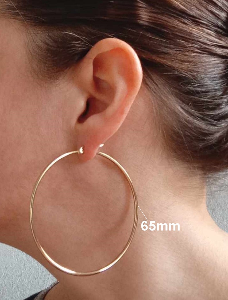 Grande, petite créole fines boucles d'oreilles anneaux ronds femme Acier Inoxydable ARGENT ou OR image 4