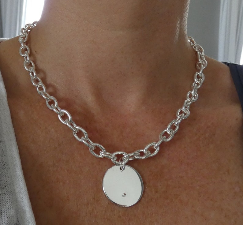 Breite Damenkette aus silbernem Netz, Medaillon, Damenarmband, Armband oder Halskette Bild 1