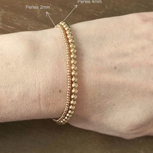 Bracelets perles élastiques acier inoxydable dorés / argentés femme image 5