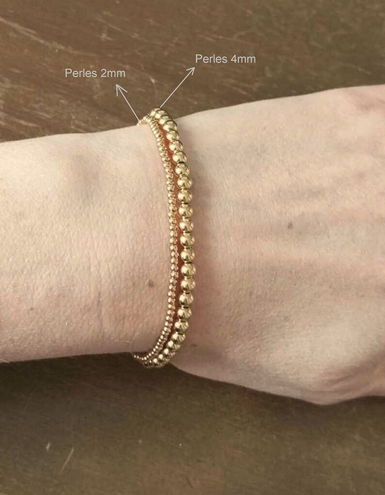 Bracelets perles élastiques acier inoxydable dorés / argentés femme image 5