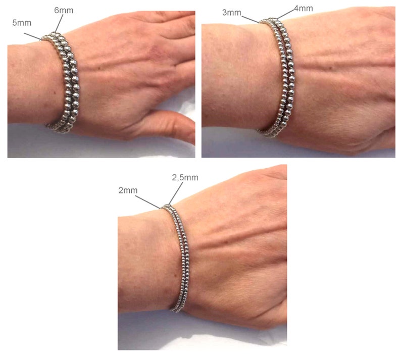 Bracelets perles élastiques acier inoxydable dorés / argentés femme image 3
