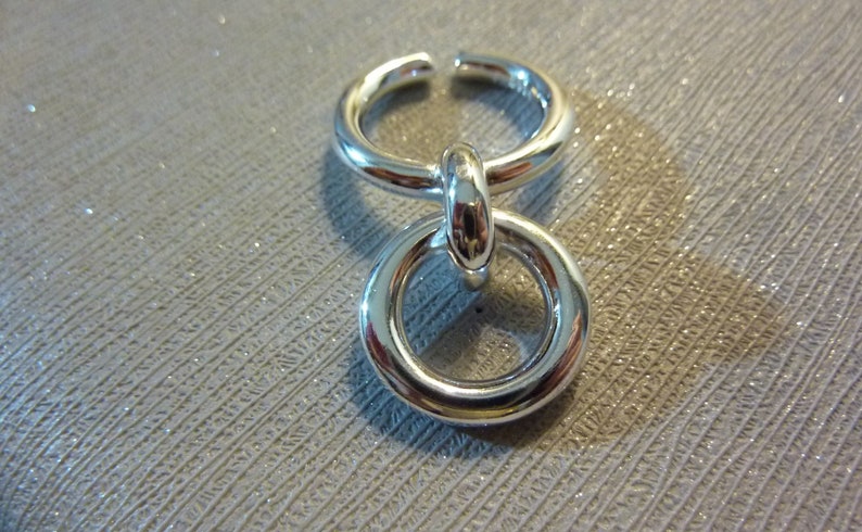 Bague grosse, large anneau épais argent femme ajustable cercle pampille pendentif image 7