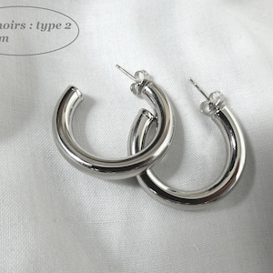 Large, small creole round hoop earrings for women Stainless Steel SILVER or GOLD image 8