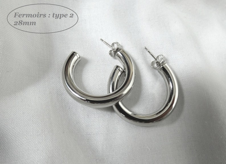 Large, small creole round hoop earrings for women Stainless Steel SILVER or GOLD image 8