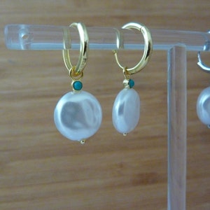 Mini round hoop earrings, silver-plated women's beads, earrings image 3