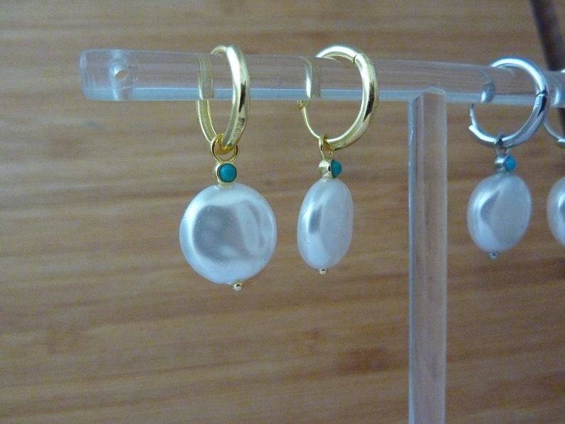 Mini round hoop earrings, silver-plated women's beads, earrings image 3