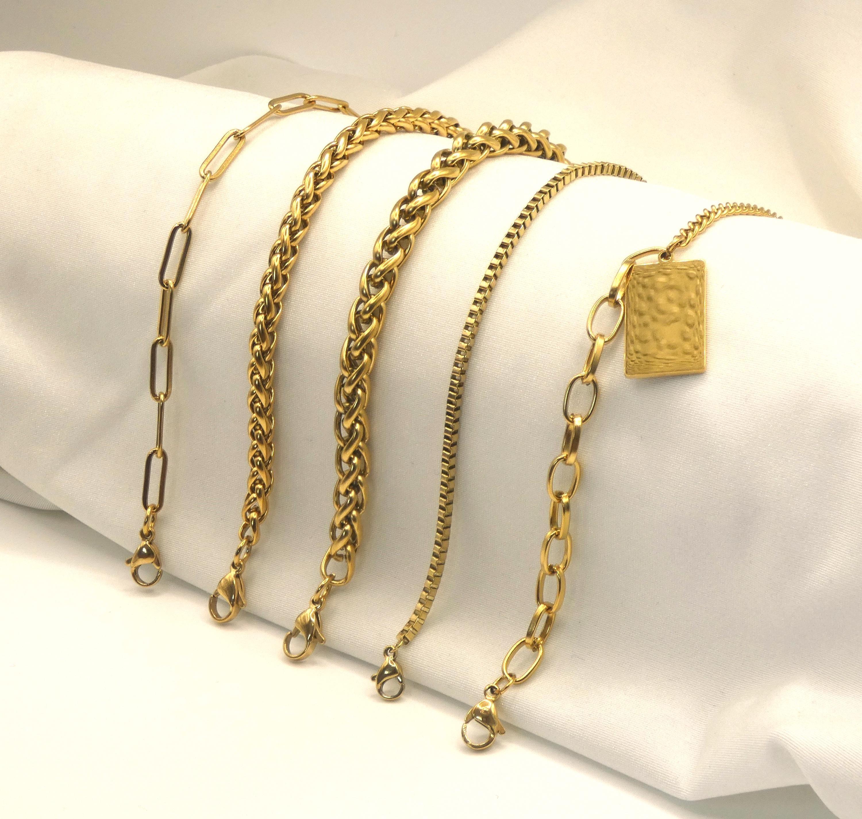 Lot De Bracelets Vintage Empilables - Alliage Argenté Et Doré - Pierres Multicolores - Occasion