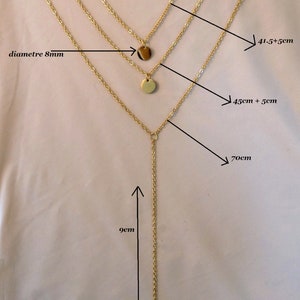 Lange Y-kettingen, lange ketting, dameskettingen met meerdere rijen, hangers met meerdere rijen in goud, goud of zilverstaal afbeelding 3
