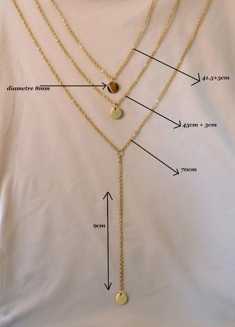 Lange Y-kettingen, lange ketting, dameskettingen met meerdere rijen, hangers met meerdere rijen in goud, goud of zilverstaal afbeelding 3