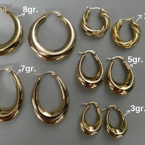 Orecchini a cerchio grandi e piccoli, cerchi larghi da donna, acciaio inossidabile, oro/argento immagine 8