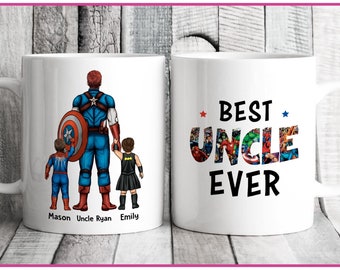 Personalized Superhero Uncle Mug - Custom Ceramic Gift