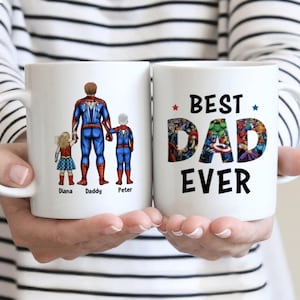 Personalized Mug - Best Dad Ever - Super Dad & Super Kids - Up to 5 kids - Father's Day Gift bild 1