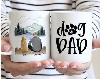 Fathers Day Gifts - Man and Dogs - Dog Dad - Personalized Mug